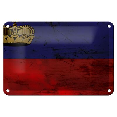 Targa in metallo Bandiera Liechtenstein 18x12 cm Decorazione ruggine