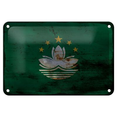 Bandera de cartel de hojalata de Macao, 18x12cm, decoración de óxido de bandera de Macao