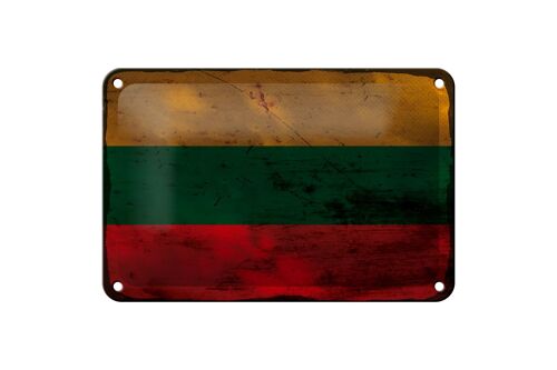 Blechschild Flagge Litauen 18x12cm Flag of Lithuania Rost Dekoration