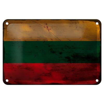 Targa in metallo Bandiera Lituania 18x12 cm Bandiera della Lituania Decorazione ruggine