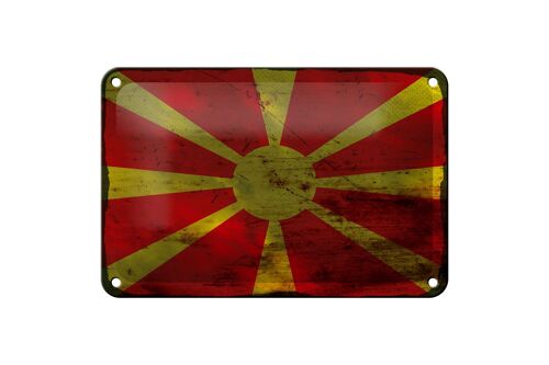 Blechschild Flagge Mazedonien 18x12cm Flag Macedonia Rost Dekoration
