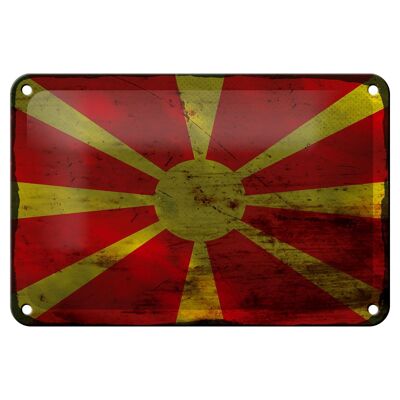Targa in metallo Bandiera Macedonia 18x12 cm Bandiera Macedonia Decorazione ruggine