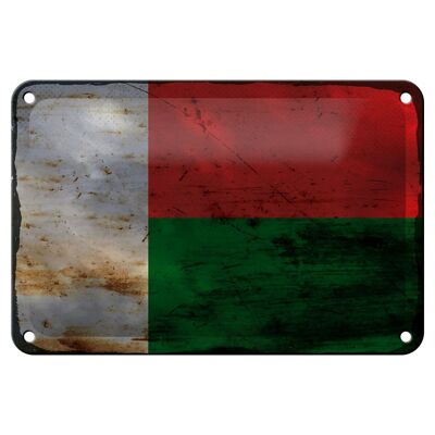 Drapeau en étain Madagascar 18x12cm, décoration rouille de Madagascar