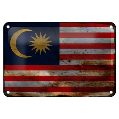 Blechschild Flagge Malaysia 18x12cm Flag of Malaysia Rost Dekoration