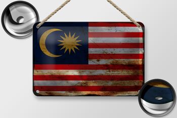 Drapeau en étain de la malaisie, 18x12cm, drapeau de la malaisie, décoration rouille 2
