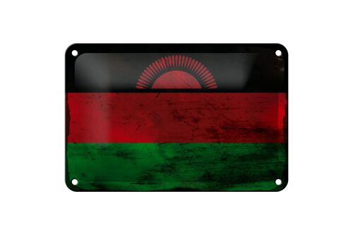 Blechschild Flagge Malawi 18x12cm Flag of Malawi Rost Dekoration