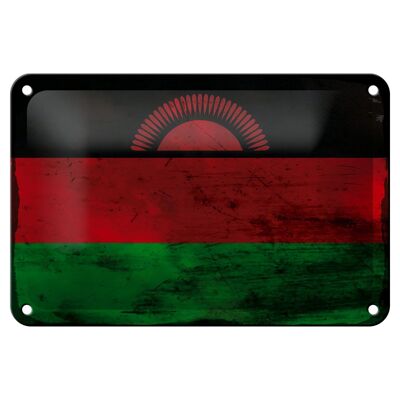 Drapeau en étain du Malawi, 18x12cm, drapeau du Malawi, décoration rouille