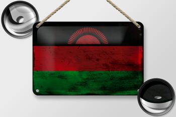 Drapeau en étain du Malawi, 18x12cm, drapeau du Malawi, décoration rouille 2