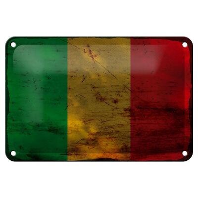 Signe en étain drapeau du Mali 18x12cm, drapeau du Mali, décoration rouille