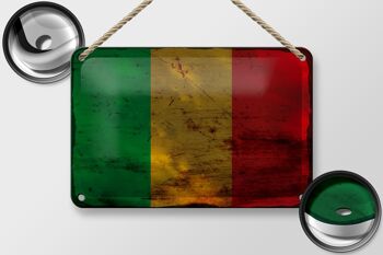 Signe en étain drapeau du Mali 18x12cm, drapeau du Mali, décoration rouille 2