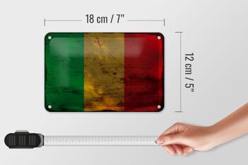 Signe en étain drapeau du Mali 18x12cm, drapeau du Mali, décoration rouille 5
