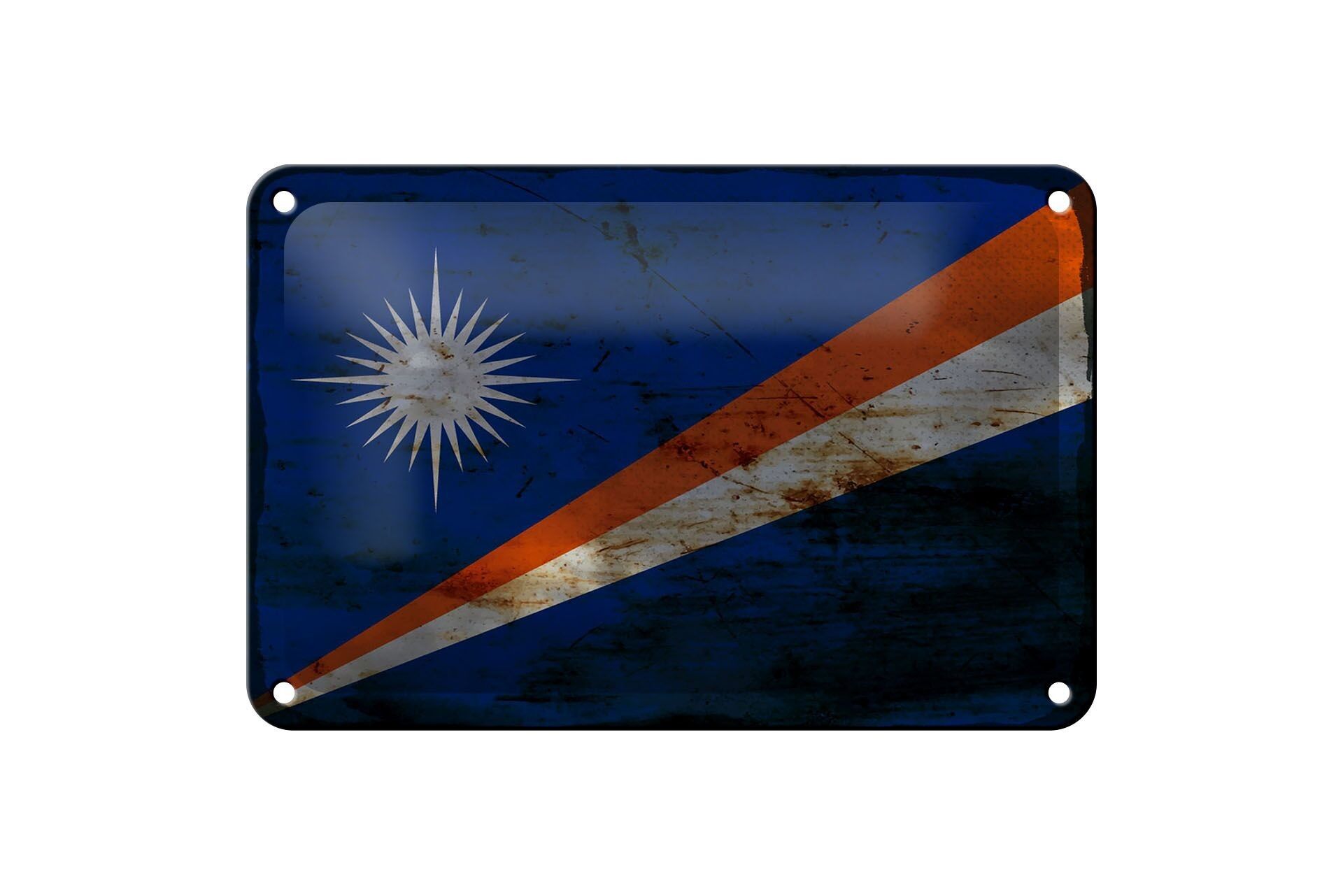 Cartel de chapa con bandera de las Islas Marshall, 18x12cm, decoración de óxido