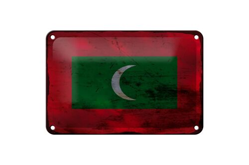 Blechschild Flagge Malediven 18x12cm Flag Maldives Rost Dekoration