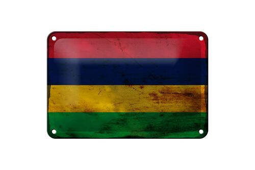 Blechschild Flagge Mauritius 18x12cm Flag Mauritius Rost Dekoration