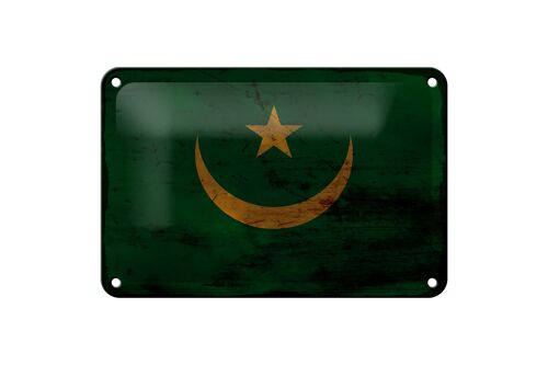 Blechschild Flagge Mauretanien 18x12cm Flag Mauritania Rost Dekoration