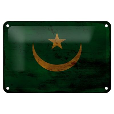 Targa in metallo Bandiera Mauritania 18x12 cm Bandiera Mauritania Decorazione ruggine