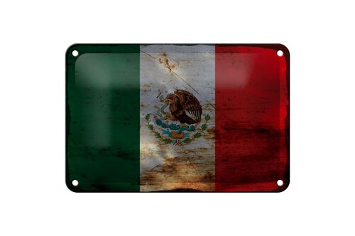 Blechschild Flagge Mexiko 18x12cm Flag of Mexico Rost Dekoration