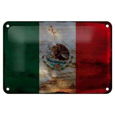 Bandera de cartel de hojalata de México, 18x12cm, decoración de óxido de Bandera de México