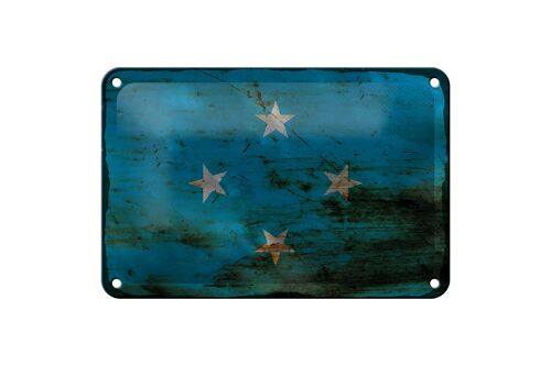 Blechschild Flagge Mikronesien 18x12cm Micronesia Rost Dekoration