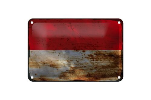 Blechschild Flagge Monaco 18x12cm Flag of Monaco Rost Dekoration