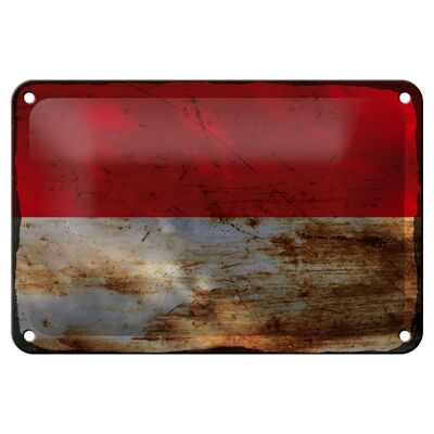 Blechschild Flagge Monaco 18x12cm Flag of Monaco Rost Dekoration