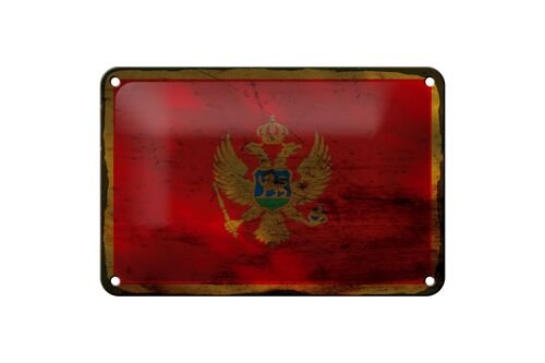 Blechschild Flagge Montenegro 18x12cm Flag Montenegro Rost Dekoration