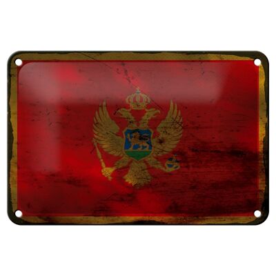 Letrero de hojalata Bandera de Montenegro, 18x12cm, decoración de óxido de Bandera de Montenegro