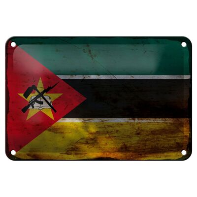 Bandera de cartel de hojalata de Mozambique, 18x12cm, decoración de óxido de Mozambique