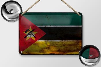 Drapeau en étain du Mozambique, 18x12cm, drapeau du Mozambique, décoration rouille 2