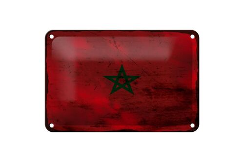 Blechschild Flagge Marokko 18x12cm Flag of Morocco Rost Dekoration