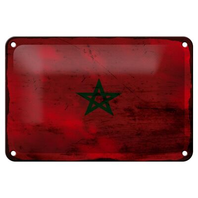 Metal sign flag Morocco 18x12cm Flag of Morocco rust decoration