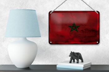 Drapeau du maroc en étain, 18x12cm, décoration rouille 4