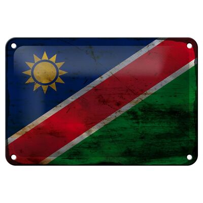Blechschild Flagge Namibia 18x12cm Flag of Namibia Rost Dekoration
