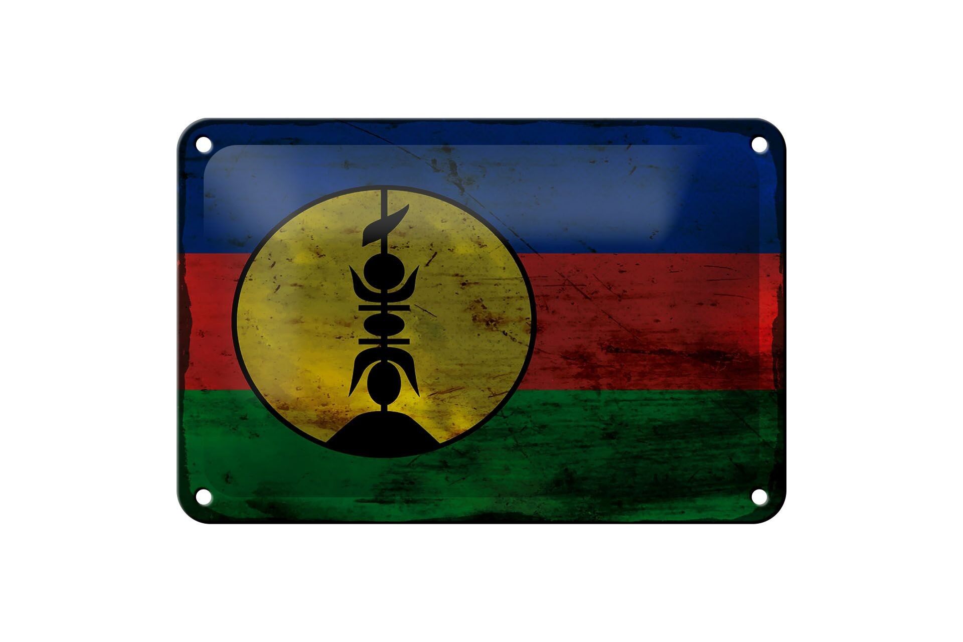 Targa in metallo Bandiera Nuova Caledonia 18x12 cm Decorazione ruggine