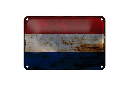 Blechschild Flagge Niederlande 18x12cm Netherlands Rost Dekoration
