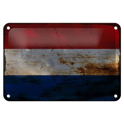 Targa in metallo Bandiera Paesi Bassi 18x12 cm Decorazione ruggine olandese