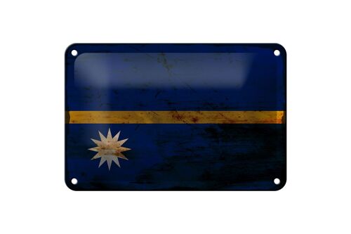 Blechschild Flagge Nauru 18x12cm Flag of Nauru Rost Dekoration