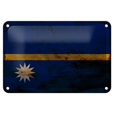 Blechschild Flagge Nauru 18x12cm Flag of Nauru Rost Dekoration