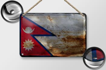 Drapeau en étain du népal, 18x12cm, drapeau du népal, décoration rouille 2