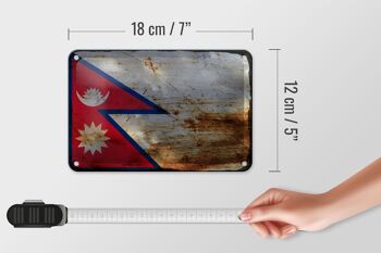 Drapeau en étain du népal, 18x12cm, drapeau du népal, décoration rouille 5