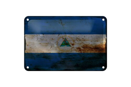 Blechschild Flagge Nicaragua 18x12cm Flag Nicaragua Rost Dekoration