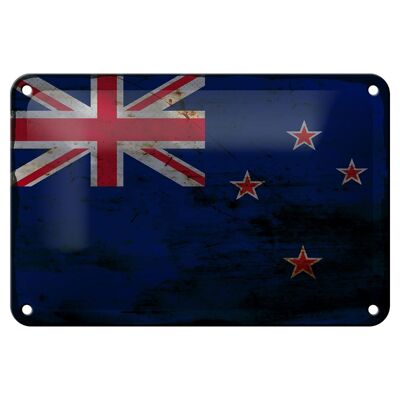 Targa in metallo Bandiera Nuova Zelanda 18x12 cm Decorazione ruggine Nuova Zelanda