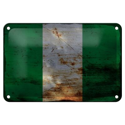 Targa in metallo Bandiera Nigeria 18x12 cm Bandiera della Nigeria Decorazione ruggine