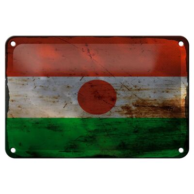 Blechschild Flagge Niger 18x12cm Flag of Niger Rost Dekoration