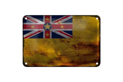 Blechschild Flagge Niue 18x12cm Flag of Niue Rost Dekoration