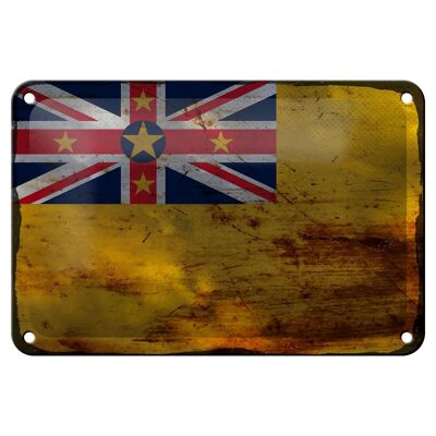 Targa in metallo Bandiera Niue 18x12 cm Bandiera di Niue Decorazione ruggine