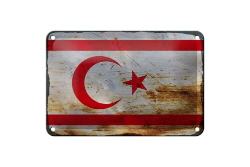 Blechschild Flagge Nordzypern 18x12cm Flag Rost Dekoration