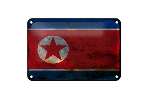 Blechschild Flagge Nordkorea 18x12cm North Korea Rost Dekoration