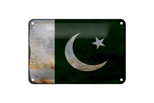 Blechschild Flagge Pakistan 18x12cm Flag of Pakistan Rost Dekoration