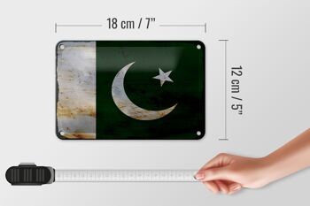 Drapeau du Pakistan en étain, 18x12cm, décoration rouille 5